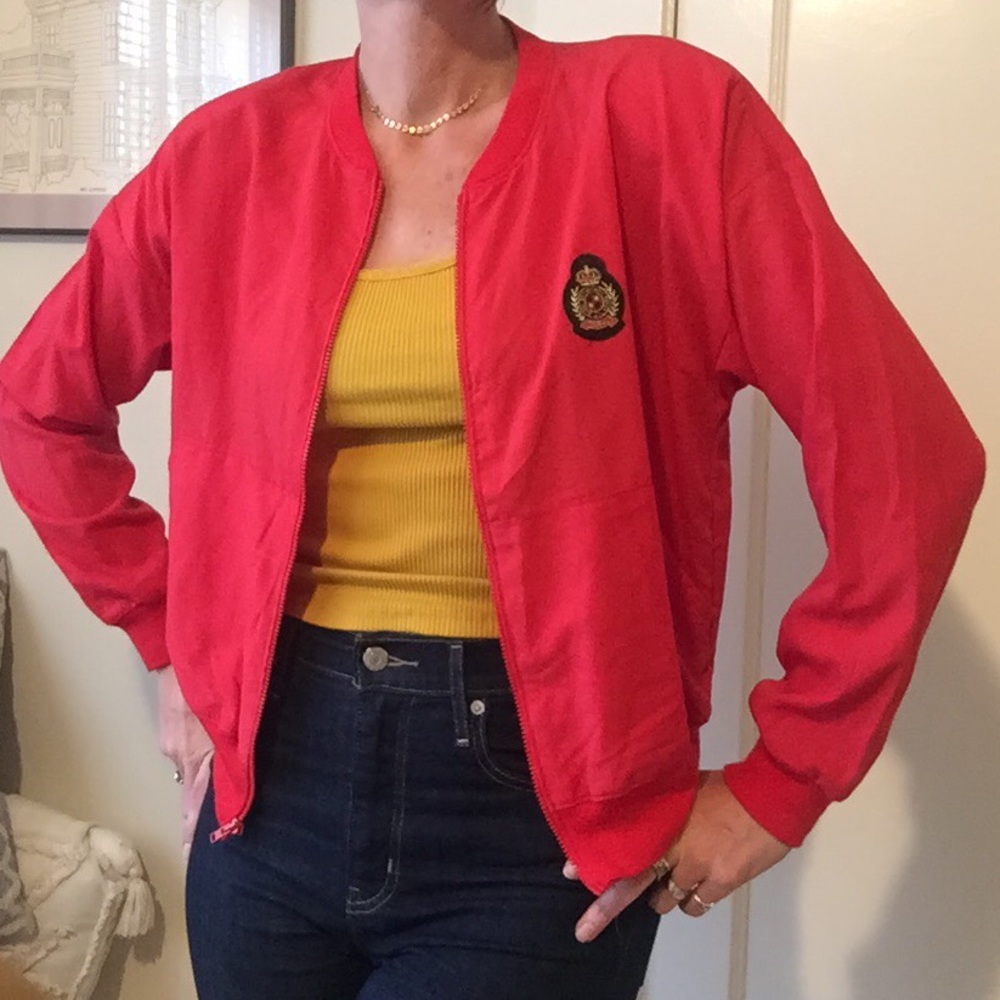 80s/90s vintage Stranger Things red zipper jacket windbreaker coat lightweight M